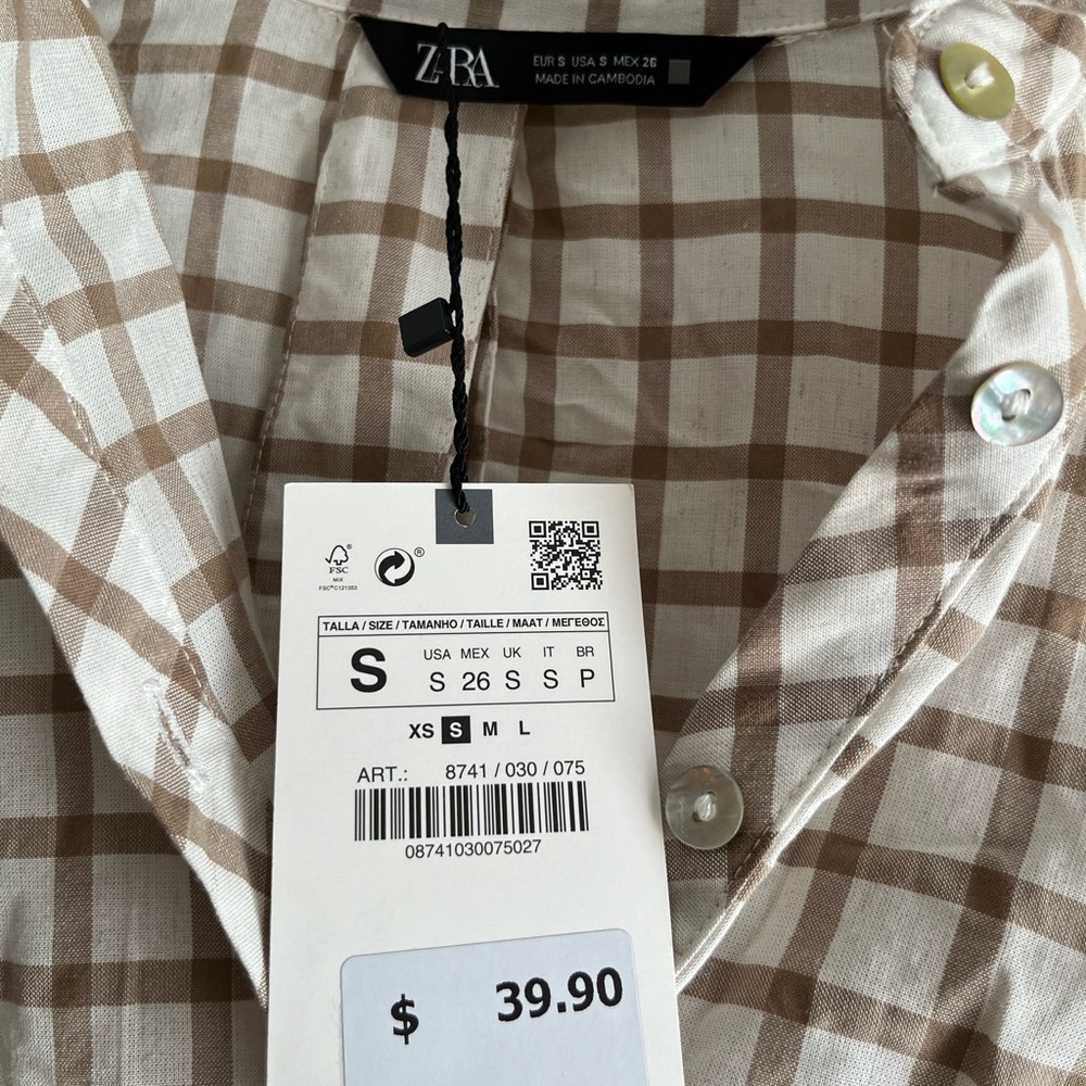 Brand new Zara button up shirt backless
